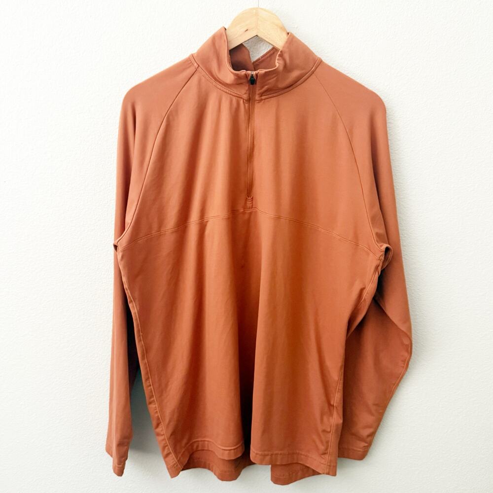 SUN MOUNTAIN | Orange Quarter Zip Pullover Golf Top Second Layer II | Large